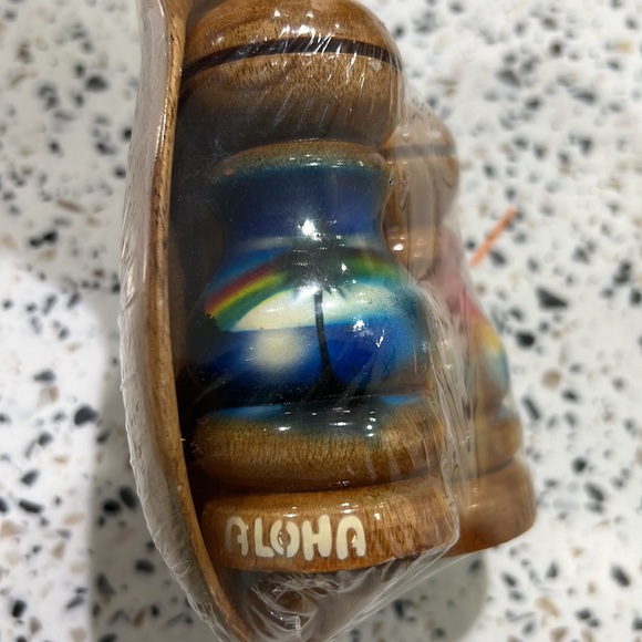 Aloha Hawaii Salt and Pepper Set Wood Pineapple Dish Vintage Monkey Pod - Picture 4 of 8